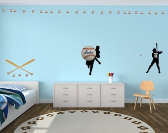 Personalized Baseball Wall Decals - Boys Bedroom