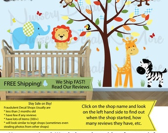 Boy Tree Wall Decal - Nursery Animals Jungle Wall Decals(SG Full Size Animal/Tree Color Me Happy) SGF