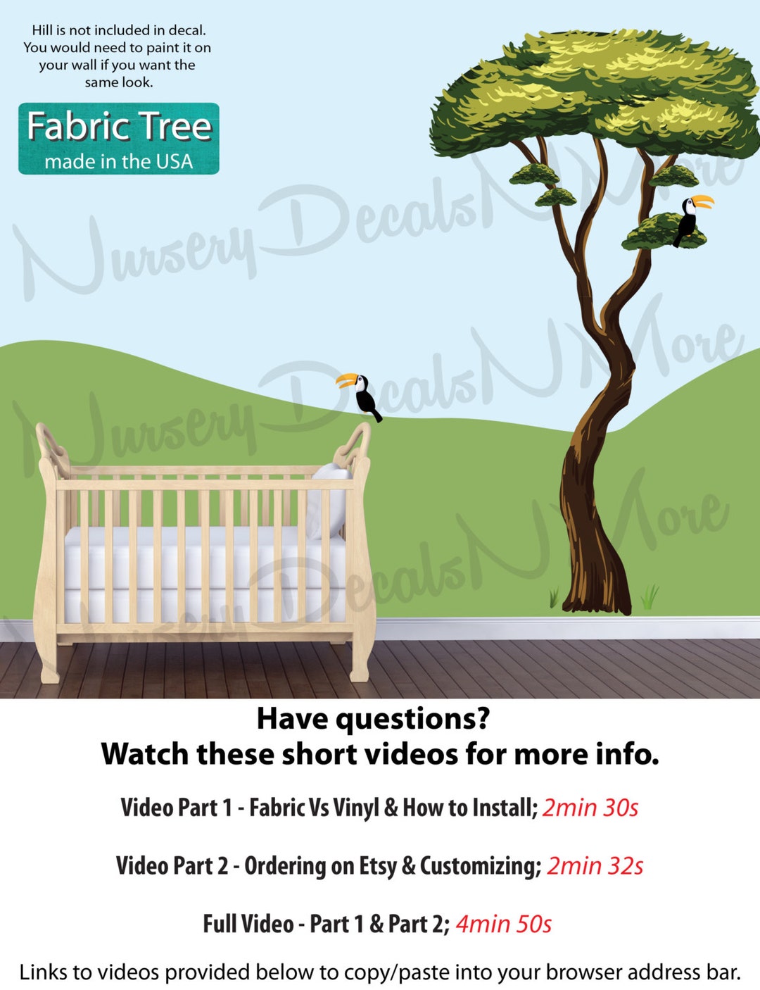 Jungle Tree Decal, Jungle Wall Decals, Large Acacia Tree Decal Big