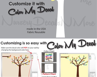White Tree Wall Decal, Large Tree Decal for Nursery (Yellow Gray) RTO, Cheap Tree Wall Decal