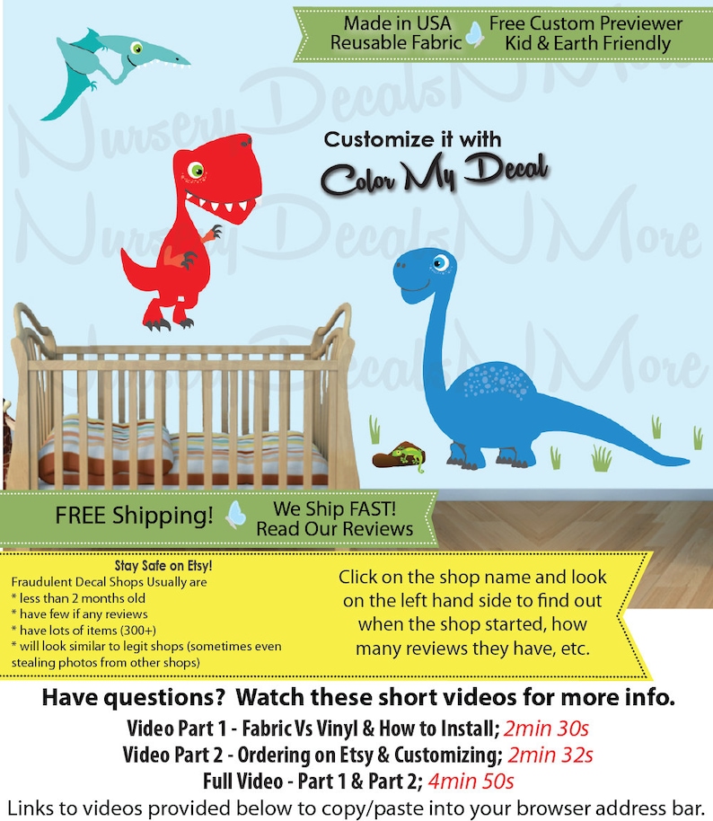 FULL Trex Colorful T-Rex Stickers Dino Decals Kids Dinosaur Decor FULL/_Trex/_49/_Bronto/_28/_Pter/_22 DINO TRL