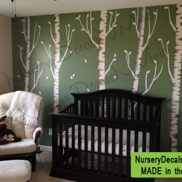 Birch Tree Decal, Reusable, Repositionable White Birch Tree Wall Decals Indoor Trees OBT