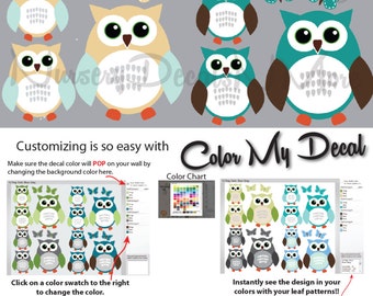 Nursery Wall Decals for Baby Boy, Owl Stickers, Owl Wall Stickers, Boy Owl Decals (12 Teal) 12ROO