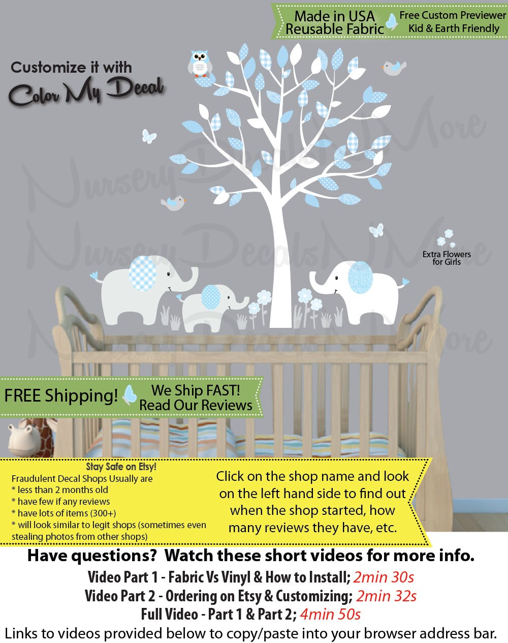 Elephant Decal Elephant Stickers Nursery Jungle Wall Decals Etsy