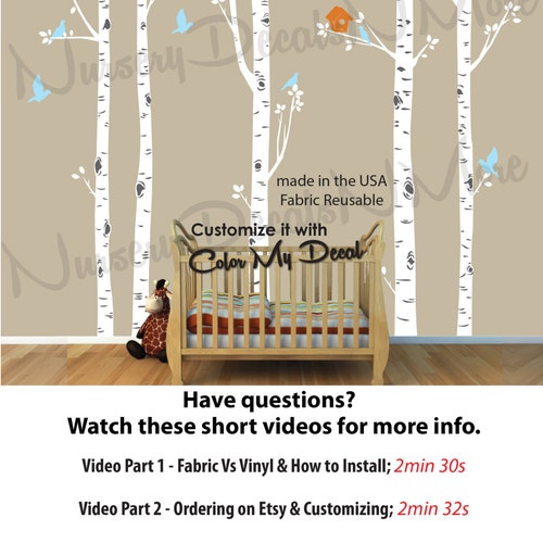 Nursery Wall Decals White Birch Tree Wall Decal Reusable Etsy