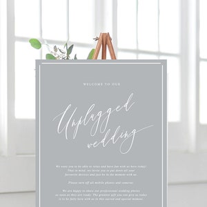 PRINTED Unplugged Wedding Sign No photos Print Large mounted print image 1