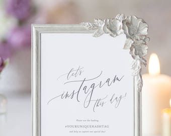 Instagram Sign - Hashtag Wedding Reception Sign - digital PDF file