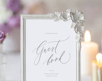 PRINT Personalised Guest Book Sign - Wedding Reception Sign - Printed sign