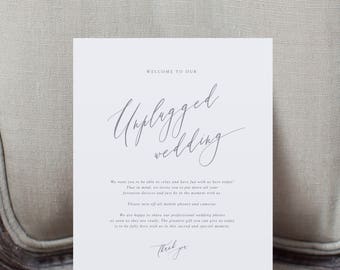 PRINT Unplugged Wedding Sign - No photos Sign - Printed sign