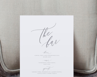 PRINT Bar Menu Sign - Wedding Reception Sign - Printed sign