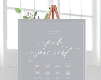 PRINTED Wedding Table Plan - Calligraphic style - Seating Plan Sign