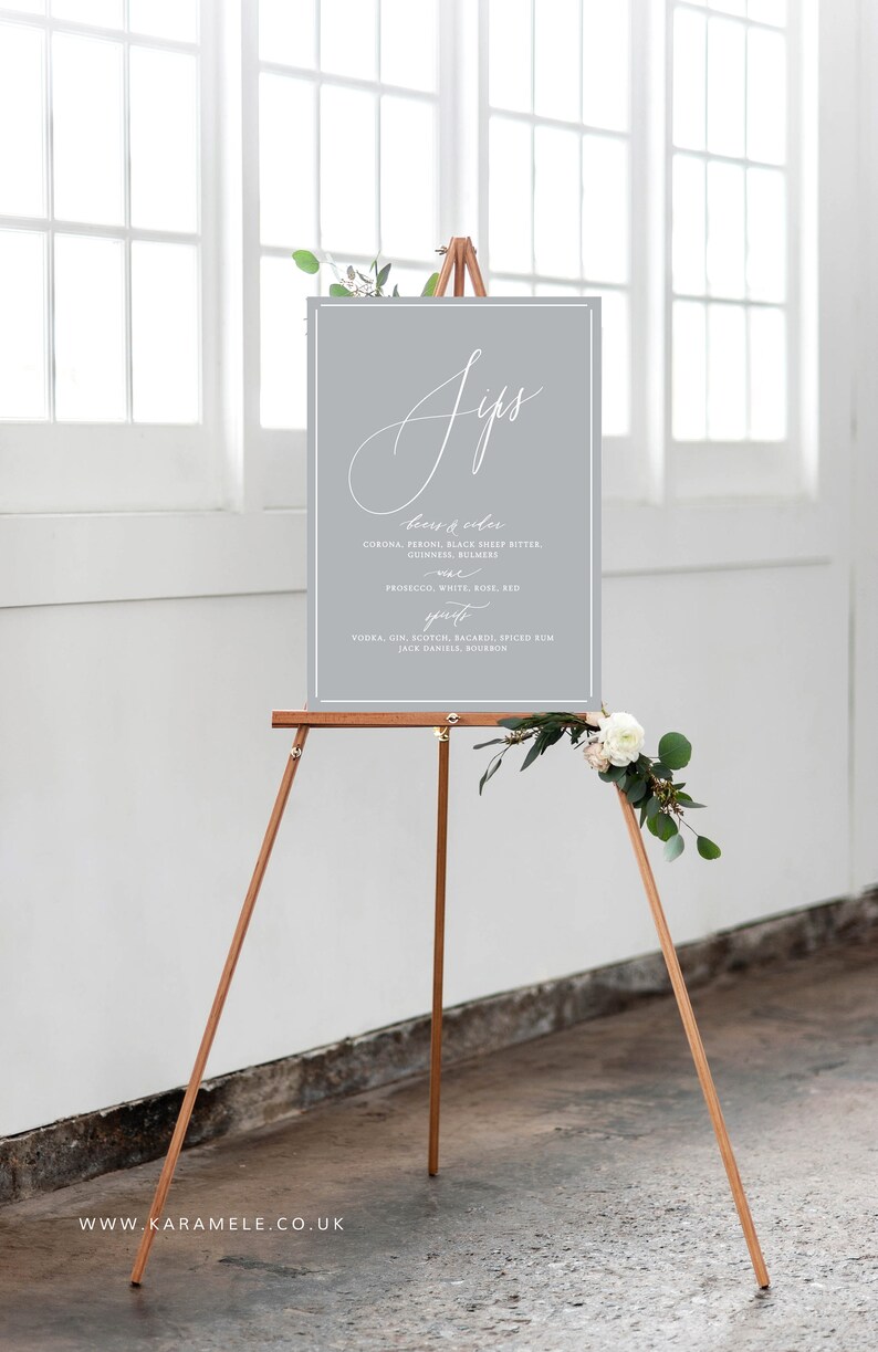 PRINTED Wedding Bar Menu Sign Weeding bar sign Bar Menu image 9