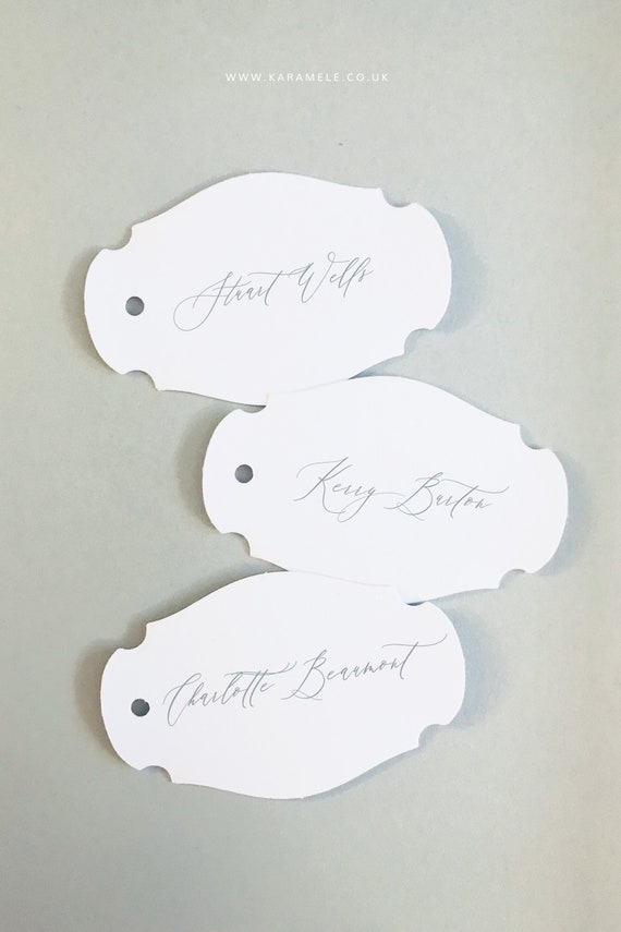 NEW Calligraphy style Name Tags Shaped tags Wedding Place Etsy
