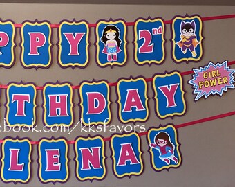 Superhero Girls Birthday Party Banner/Superhero Girls Birthday Banner/Superhero Girls Party Banner/Superhero Highchair banner/Superhero 1st