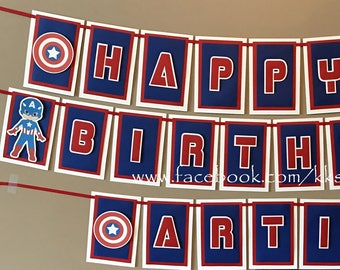 Captain America Birthday Party Banner/Captain America Birthday Banner/Captain America Party Banner/Captain America Highchair banner