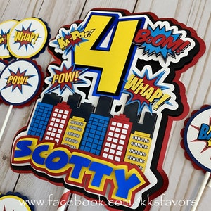 Superhero Cake Topper/Superhero Party Cake Topper/Superhero Birthday Cake Topper/Superhero Party/Pow Bam Cake Topper