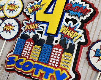 Superhero Cake Topper/Superhero Party Cake Topper/Superhero Birthday Cake Topper/Superhero Party/Pow Bam Cake Topper