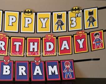 Superhero Birthday Party Banner/Superhero Party Banner/Superhero Birthday Banner/Superhero 1st birthday/Superhero Highchair banner/Superhero