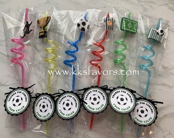 Soccer Party Favors/Soccer Birthday Favors/Soccer Team Gifts/Soccer Straws/Soccer Birthday Party/Soccer Party Favors