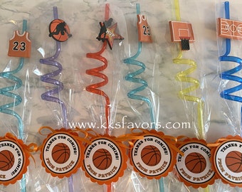 Basketball Party Favors/Basketball Birthday/Basketball Party/Basketball Straws/Ball Party Favors/Sports Party Favors