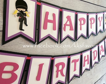 Ninja Girls Birthday Party Banner/Ninja Girls Birthday Banner/Ninja Girls Party Banner/Ninja Girls Party/Ninja Girls Birthday/Ninja Girls