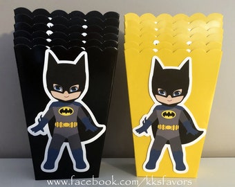 Batman Party Popcorn Boxes/Batman Birthday Party Popcorn Boxes/Batman Party Favors Boxes/Batman Party Treat Boxes/Batman Favors - Set of 12