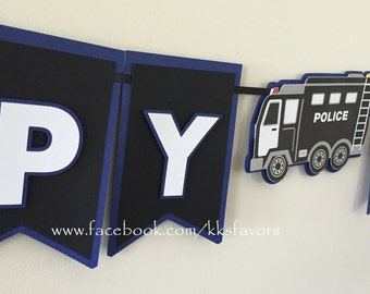 Police Birthday Party Banner/Swat Truck Party Banner/Police Truck Party Birthday Banner/Police Helicopter Banner/Policeman Birthday Banner