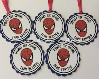 Spider Man Favor Tags/Spiderman Party Favor Tags/Spiderman Birthday Favor Tags/Superhero Favor Tags - Set of 12