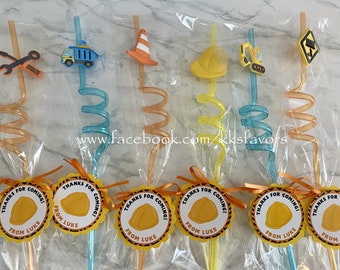 Construction Party Favors/Construction Birthday/Construction Party/Construction Straws/Construction Party Ideas/Construction Birthday Favors