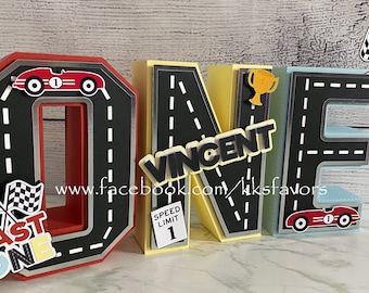 Vintage Race Car Party 3D Letter/Vintage Racing Car Party 3D Number/Racecar party décor/Fast One Party Décor/Two Fast Party Décor-ONE piece