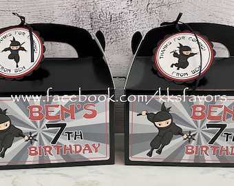 Ninja Party Favor Boxes/Ninja Birthday Favor Boxes/Ninja Party Favors/Ninja Birthday Favors/Ninja Favors/Ninja Party Favor Tags - Set of 6+