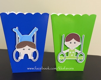 Boys Gymnastics Party Popcorn Boxes/Boys Gymnastics Birthday Popcorn Boxes/Boys Gymnastics Popcorn Boxes/Boys Gymnastics Party - Set of 12