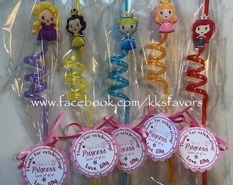 Princess Party Favors/Princess Birthday Favors/Princess Party/Princess Birthday/Princess Straws/Princess Favors