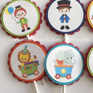 Carnival Party Cupcake Toppers/Circus Party Cupcake Toppers/Circus Birthday Cupcake Toppers/Carnival Birthday Cupcake Toppers set of 12 image 3