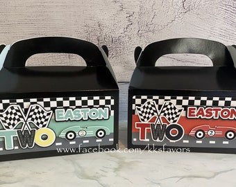 Vintage Race Car Party Favor Boxes/Vintage Racing Car Favor Boxes/Two Fast Favor Boxes/Fast One Favor Box/Fast One Favor Box- Set of 6+