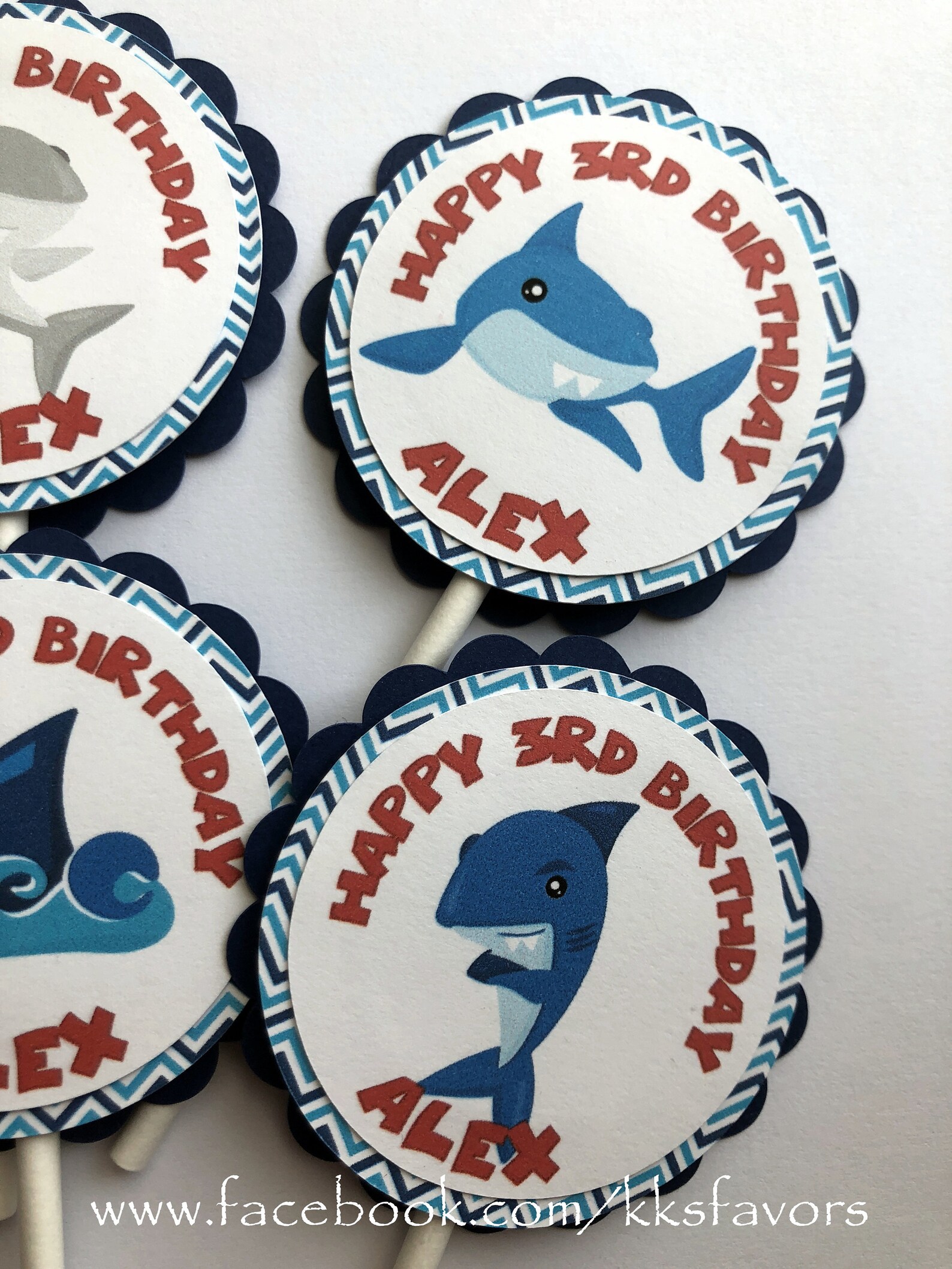 Shark Party Cupcake Toppers/shark Birthday Party Cupcake Etsy
