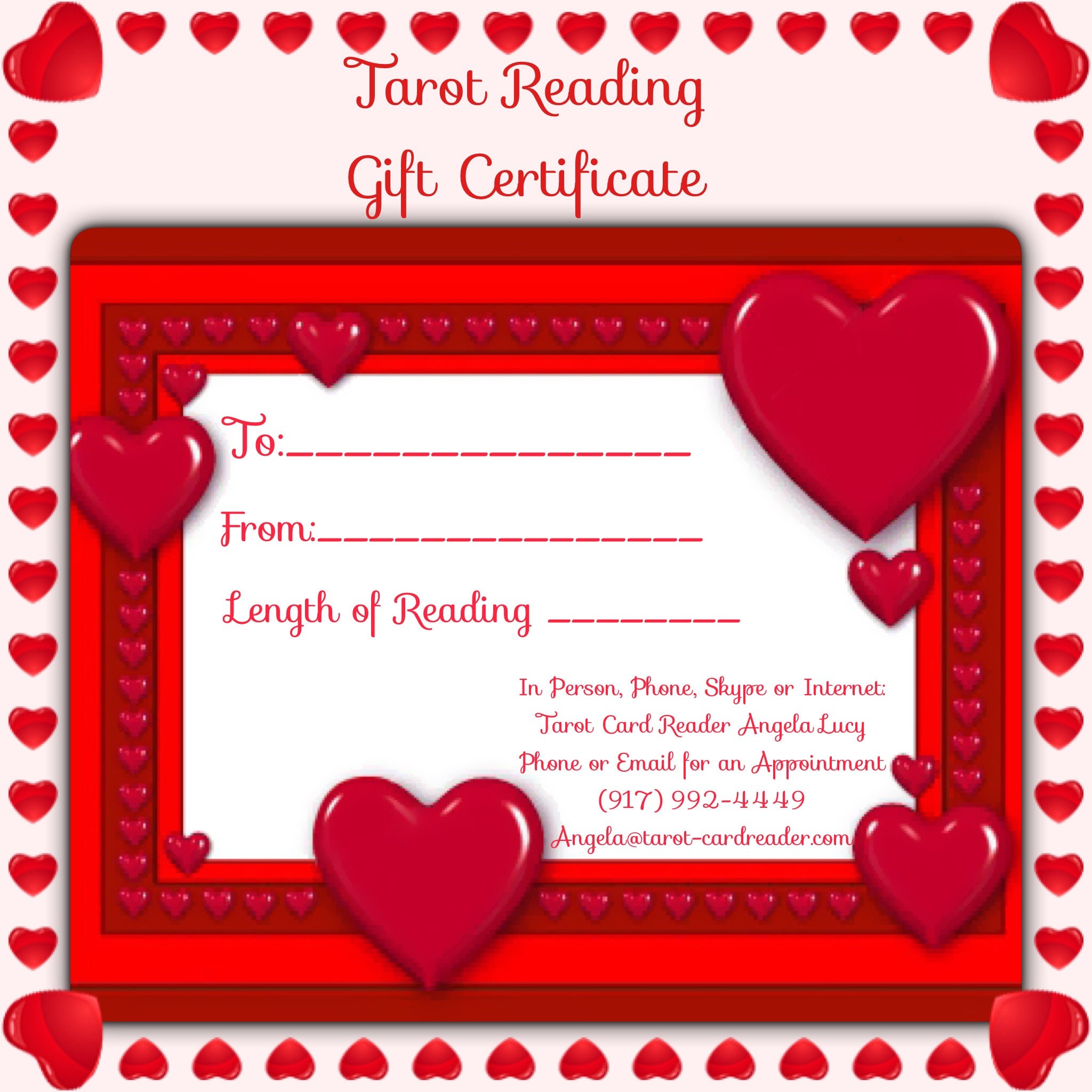 Tarot Card Reading Gift Certificate Etsy