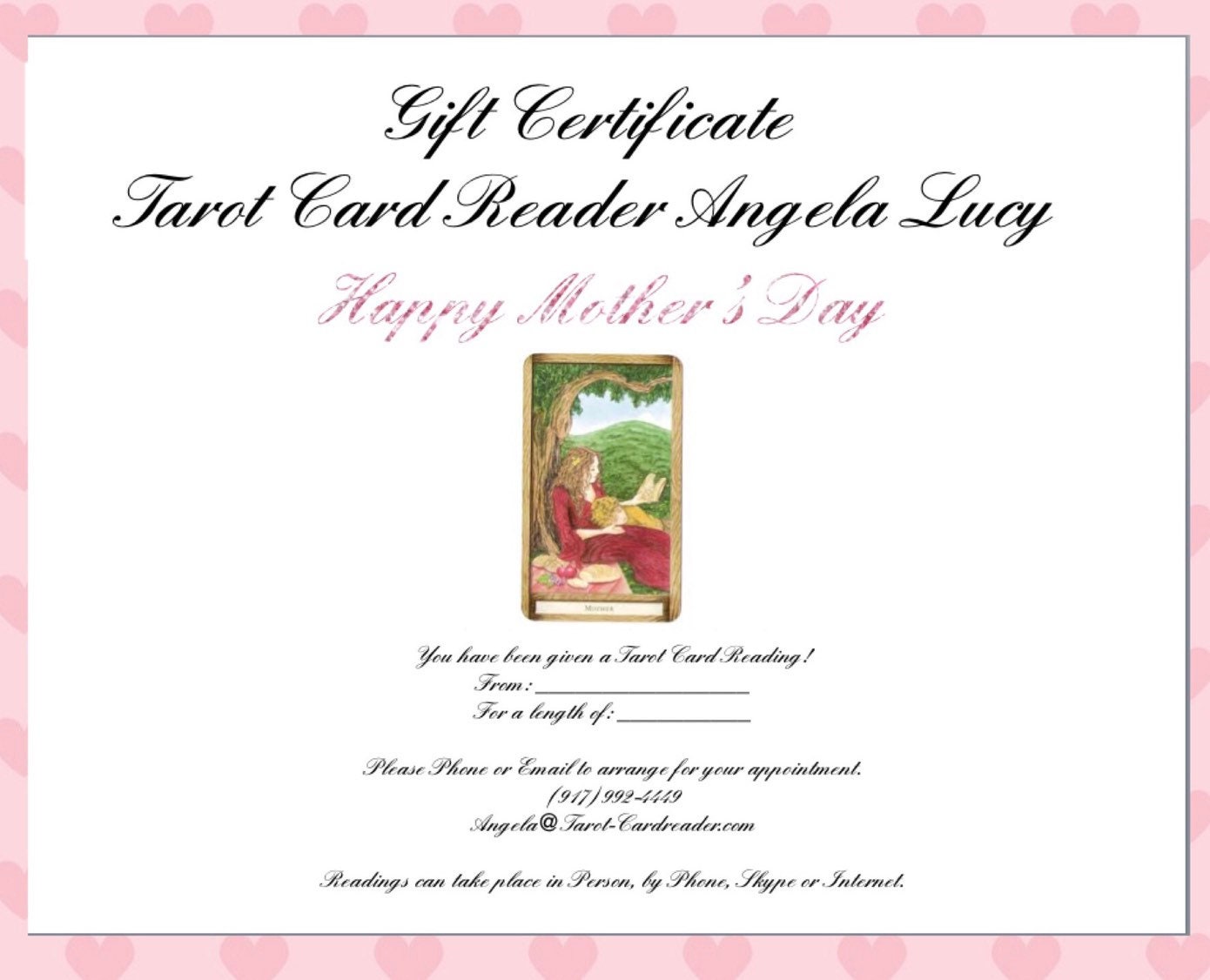 Tarot Card Reading Gift Certificate Etsy