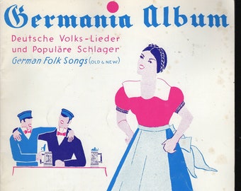 German folk songs (old and new) -  35 songs German and English lyrics- Piano - 1934c revised 36 pages - near mint -