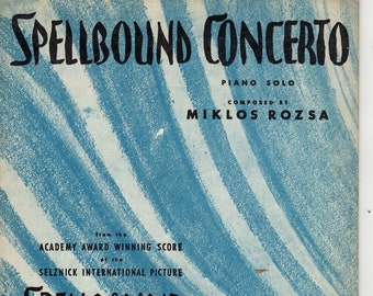 Spellbound Concerto -Miklos Rozsa- Advanced piano -from Oscar winning score from Hitchcock movie "Spellbound" 1946c 5pgs -NearMint condition