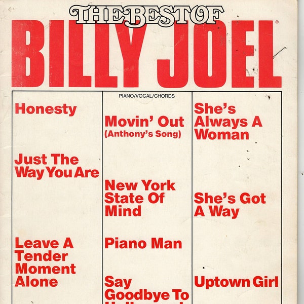 Billy Joel - 52nd Street - 48 pages 1985c advanced beginner 10 songs Vintage mint condition- Honesty Movin' Out Piano Man Uptown Girl & more