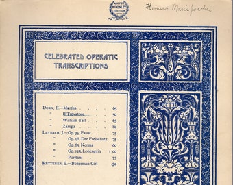 Il Trovatore Op. 39, No 3- E. Dorn - 6 page advanced virtuoso piano solo -Very good condition-unknown copyright (early 1900). Large Format.