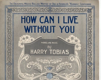 How Can I Live Without You-1913c-Large Format (13 1/2"x10 1/2")-3pg piano/vocal vintage Mint cnd- by Harry Tobias
