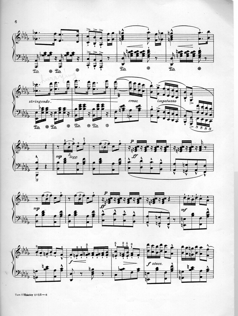 George Warren Tam O'shanter Sheet Music: Advanced Piano Piece (1905c ...