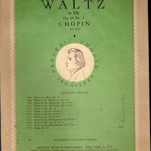 Chopin - Waltz in Db (Minute Waltz)- Op 64, No1  -4pgs  vintage mint condition - 1906c reprint