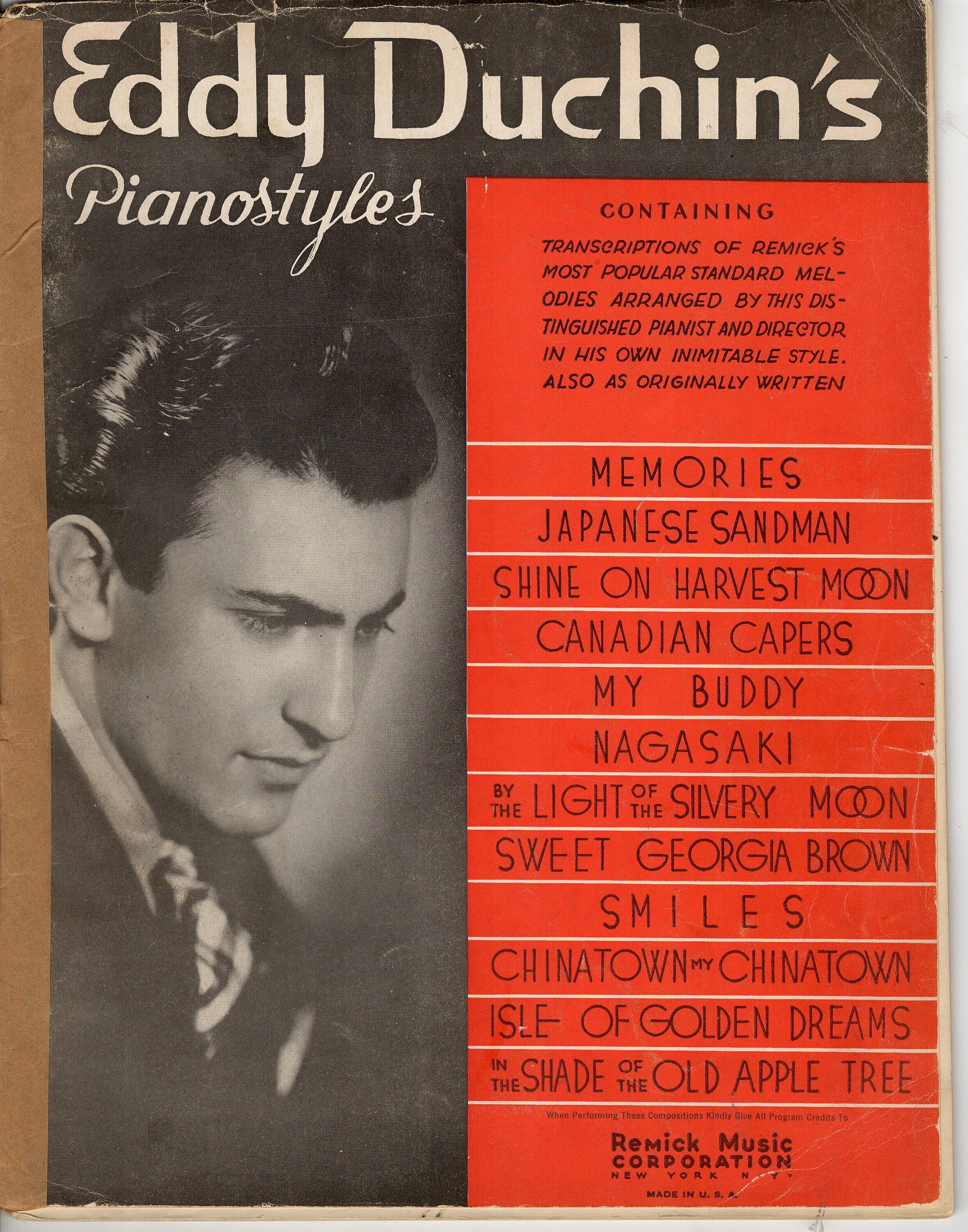 Eddy Duchin's Pianostyles solos 12 Sings46 Pgs Piano only, Standard & Duchin arrgm für jedes Lied zu Vergleichs- und Studienzwecken 1935c guter Zust