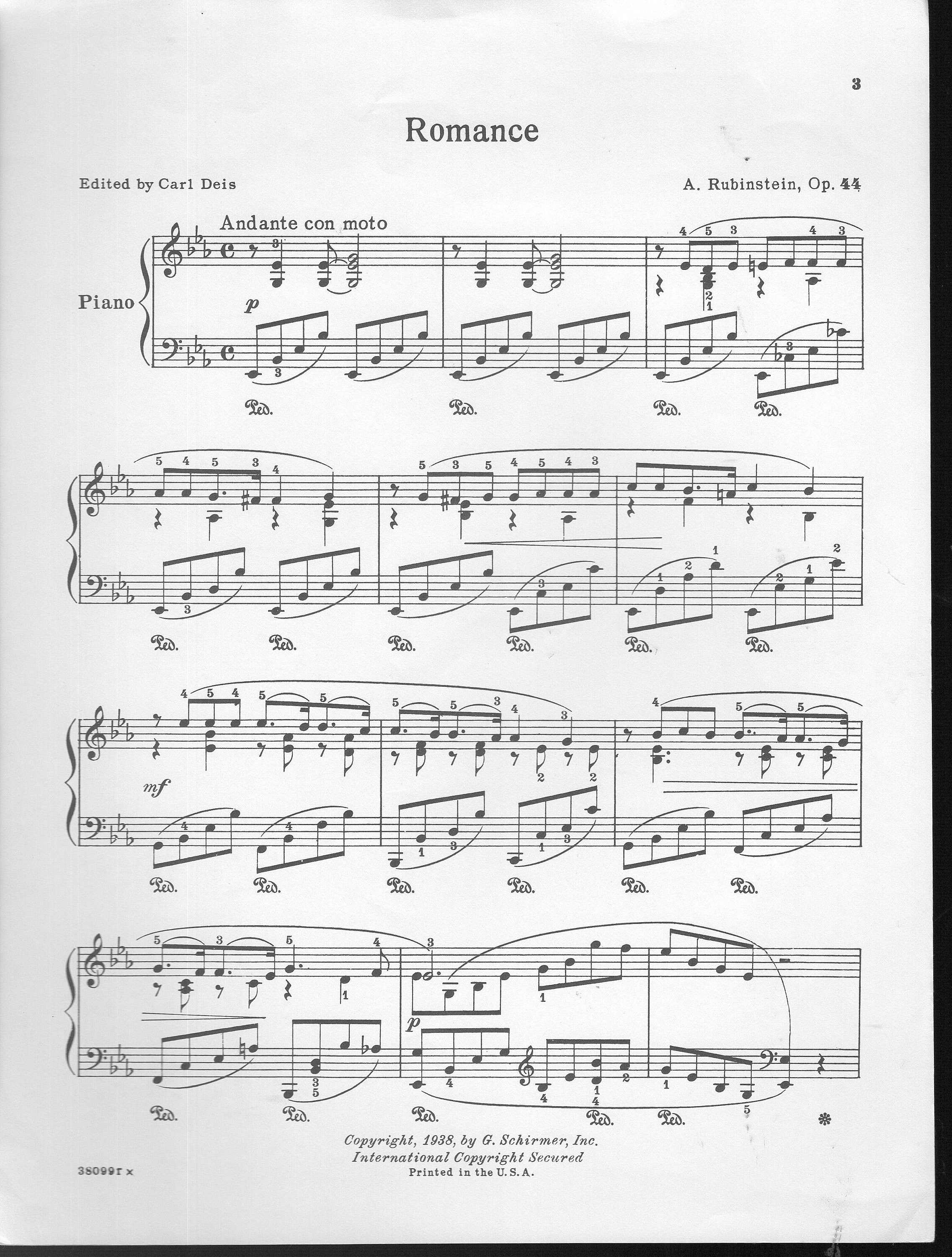 Romance, Op.44 No. 1 Sheet Music | Anton Rubinstein | Cello Solo