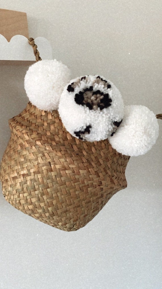 Leopard pom pom basket/leopard print/leopard basket/pom pom basket/leopard pom pom/leopard print/leopard decor/