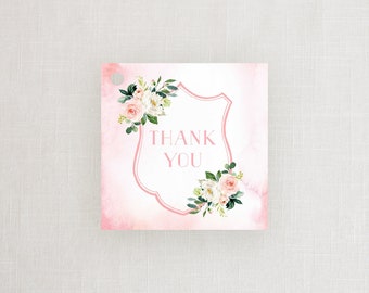 Wedding Thank You Tag,  Bridal Shower Favor Tag, PRINTED Favor Tag | Fall Floral | Blush and Gold, Ava