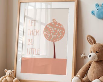 Lámina decorativa infantil, ilustración de árbol y pájaro estilo boho, cita motivacional (descarga digital de 8x10 pulgadas)